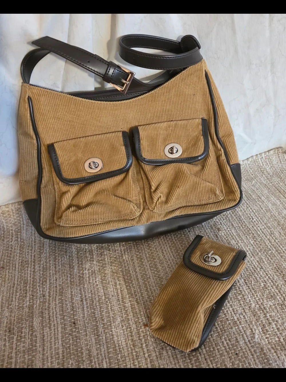 St. John's Bay Brown Fabric Purse Interior with Card Slots